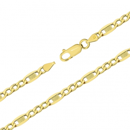 Złoty Łańcuszek męski 60cm splot Figaro 4,5mm z blaszką zdobioną próby 585